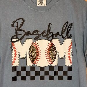 Comfort Colors Light Blue "Baseball Mom" Graphic Tee